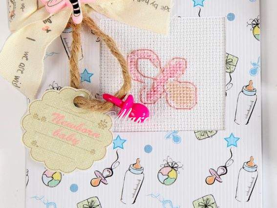 Набор для создания открытки (S) Р-4 вышивка Сосочка розовая, Лука-С Набор для создания открытки (S) Р-4 вышивка Сосочка розовая, Лука-С