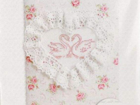 Набор для создания открытки (S) F-20 вышивка Лебеди (фон розочки) , Luca-S Набор для создания открытки (S) F-20 вышивка Лебеди (фон розочки) , Luca-S