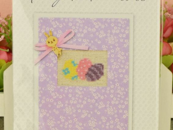 Набор для изготовления открытки с вышивкой SР-68 Пасхальные яйца Лука-С