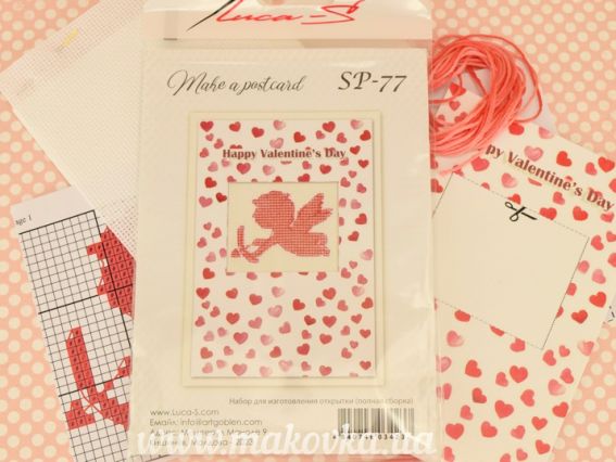 Набор для создания открытки SР-77 вышивка Купидон, Luca-S Набор для создания открытки SР-77 вышивка Купидон, Luca-S
