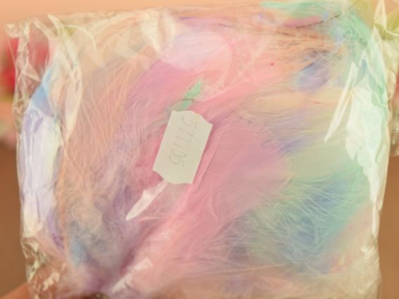 Перья с пухом набор, Цветные пастельные, микс цветов, длина до 10см.,  571705