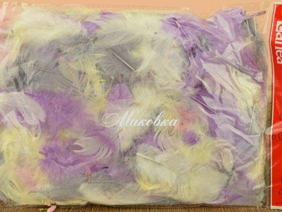 Перья, набор, Canea МИКС белые, сиреневые, серые, желтые 26M003_2573SS, 10г Перья, набор, Canea МИКС белые, сиреневые, серые, желтые 26M003_2573SS, 10г