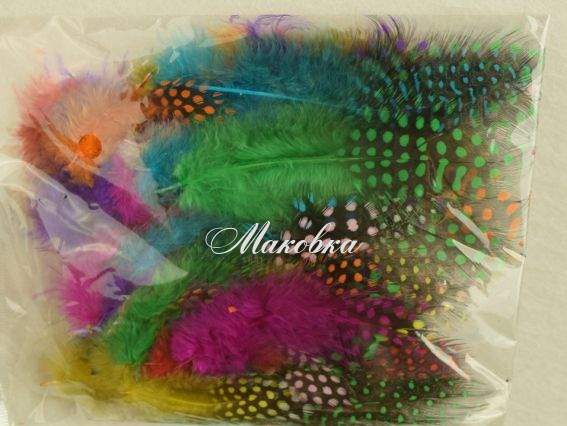 Перья с горохом Микс, набор, 4-10 см, 570400 Перья с горохом Микс, набор, 4-10 см, 570400