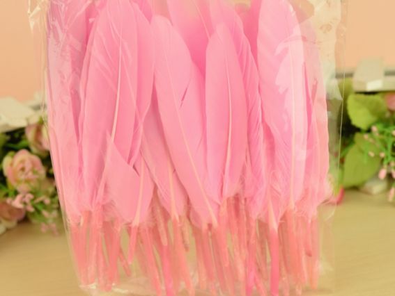 Перья Розовые №150, длина 10-14 см