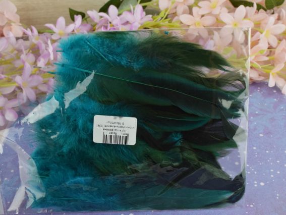 Набір пір'я під фазана , колір чорно-морська хвиля, 8393, 6-18см , 50шт