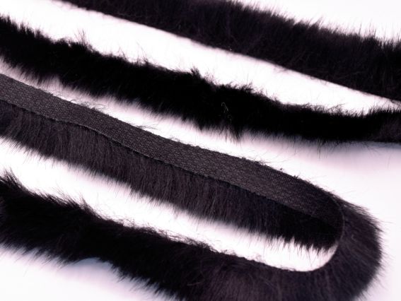 Стрічка зі штучного хутра ЧОРНА, ширина 1-2 см, для оздоблення, 1 шт