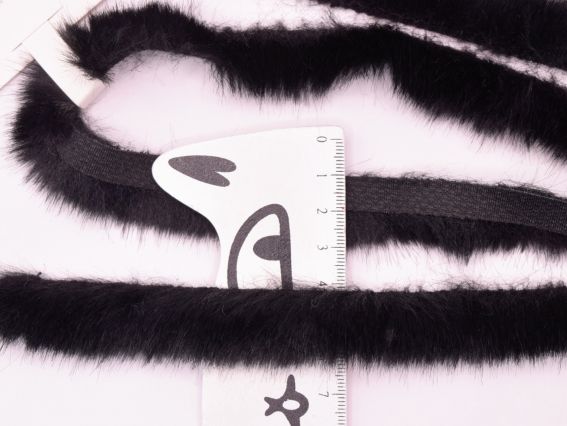 Стрічка зі штучного хутра ЧОРНА, ширина 1-2 см, для оздоблення, 1 шт