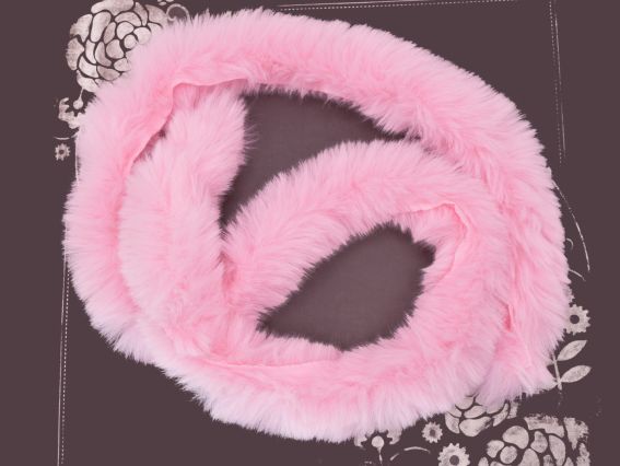 Стрічка зі штучного хутра колір РОЖЕВИЙ , ширина 4-5 см, для оздоблення, 1 шт