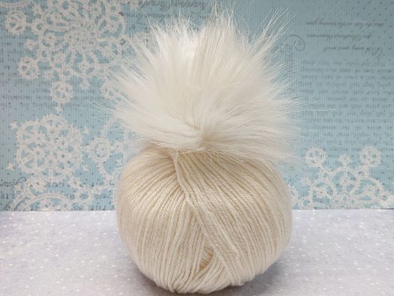 Помпон зі штучного хутра БІЛА лисиця, 10см, 1 шт