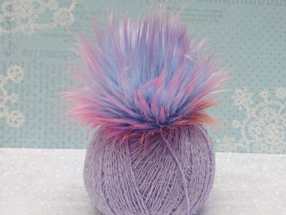 Помпон из искусственного меха Радужный , 10см, 1 шт