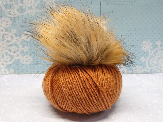 Помпон зі штучного хутра Коричнево-руда лисиця, 10см, 1 шт