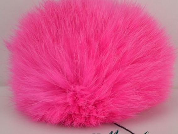 Помпон из меха кролика, окрашенный розовый, 1 шт Помпон из меха кролика, окрашенный розовый, 1 шт