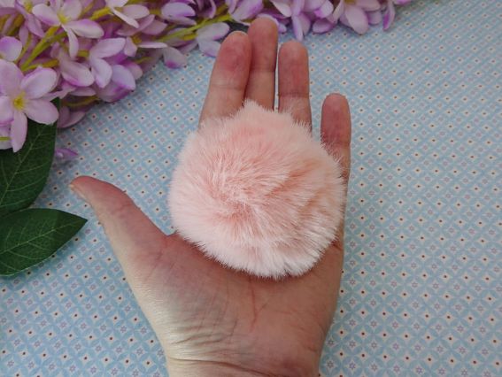 Помпон из искусственного меха 8см цвет Персиковый, цв-100, 1 шт