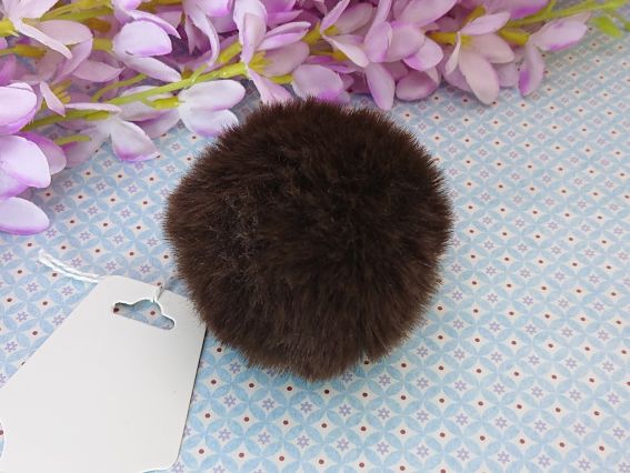 Помпон зі штучного хутра Коричневий , цв-097, 1 шт