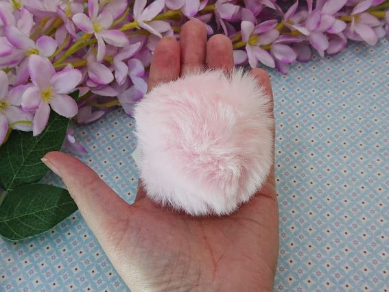 Помпон из искусственного меха 8см цвет Розовый , цв-092, 1 шт