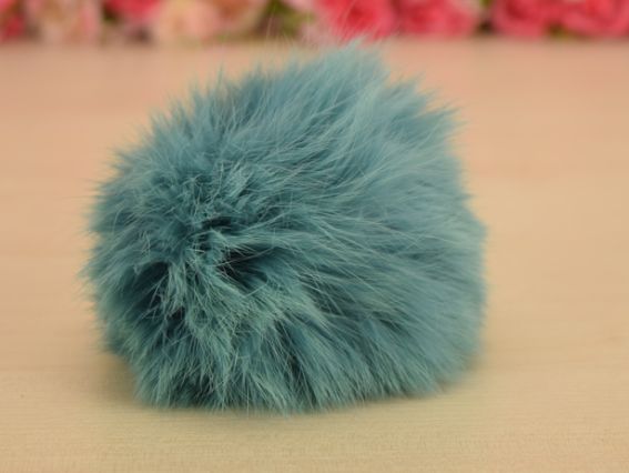 Помпон из меха кролика, окрашенный Темно-мятный, 1 шт Помпон из меха кролика, окрашенный Темно-мятный, 1 шт