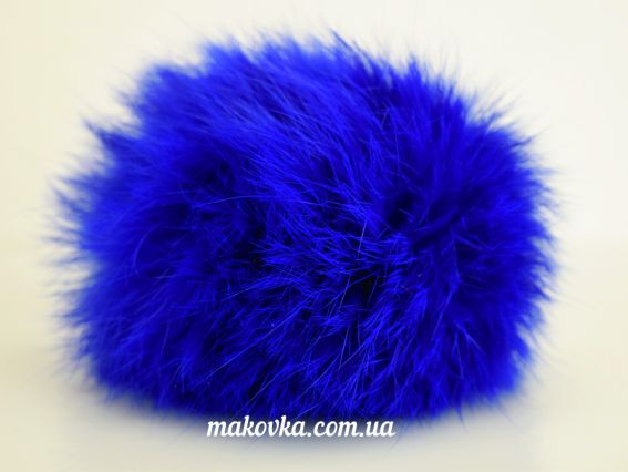 Помпон из меха кролика, окрашенный Синий насыщенный, 1 шт Помпон из меха кролика, окрашенный Синий насыщенный, 1 шт