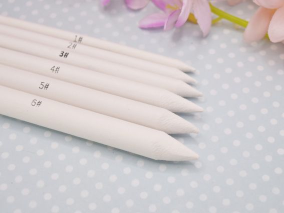 Набір паперових паличок для розтушовування, естомп, 6 шт номери від 1 до 6, білі