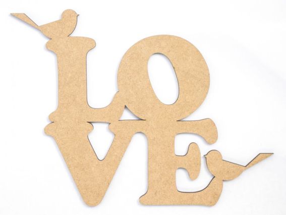 Заготовка надпись LOVE с птичками, 1 шт, МДФ, 25х20х0,6см, ROSA Talent 287008 Заготовка надпись LOVE с птичками, 1 шт, МДФ, 25х20х0,6см, ROSA Talent 287008