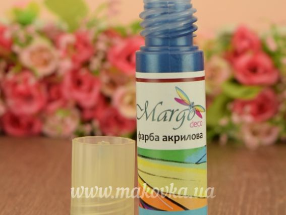 Краска акриловая металлик Синяя 709, с дозатором, 20 мл  Margo 0070709 Краска акриловая металлик Синяя 709, с дозатором, 20 мл  Margo 0070709