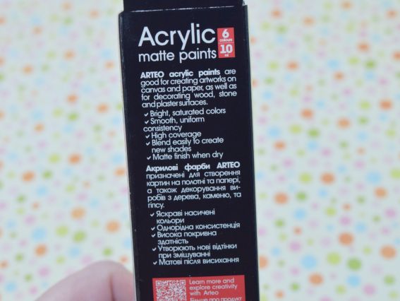 Матові акрилові фарби для декору ColorСat , набір 6 кольорів по 10мл, Arteo 322112007