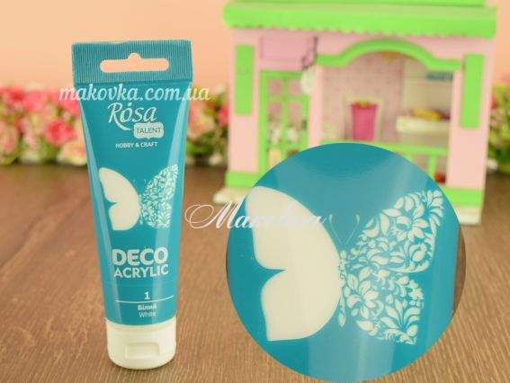 Акрил для декору матовий №1 Білий, 75 мл, ROSA Talent 322201
