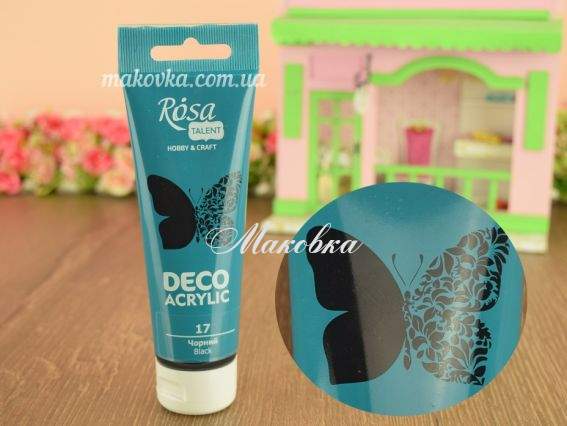 Акрил для декору матовий 75 мл, Чорний (17), ROSA TALENT 322217