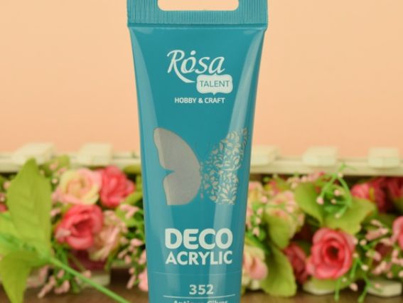 Акрил для декору 322152 античне срібло металік, 75 мл, ROSA TALENT 322152