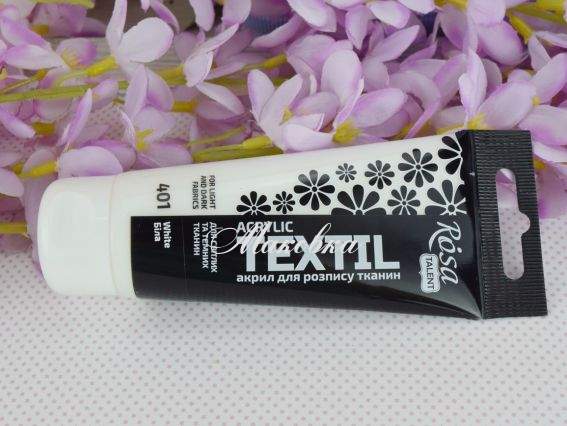 Фарба для розпису тканини акрилова №01 БІЛА 60мл, Rosa TALENT 263460401