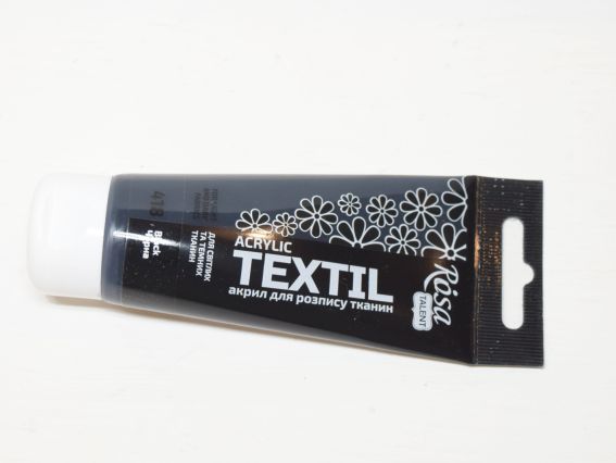 Фарба акрилова для тканин ЧОРНА (18),60мл, ROSA TALENT 263460418