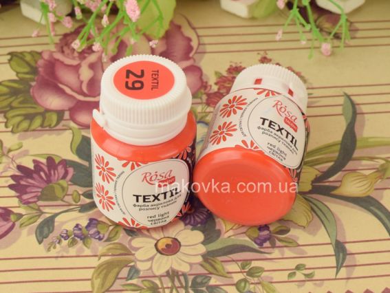 Фарба акрилова для тканин Червона світла (29), 20мл, ROSA TALENT 263429