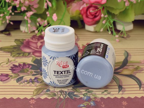 Фарба акрилова для тканин Блакитна вінтаж (34), 20мл, ROSA TALENT 263434