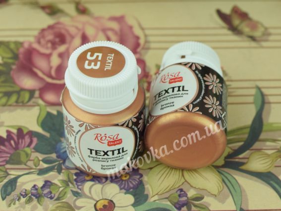 Краска для ткани акриловая металлик Бронза (53), 20мл, ROSA TALENT 263504