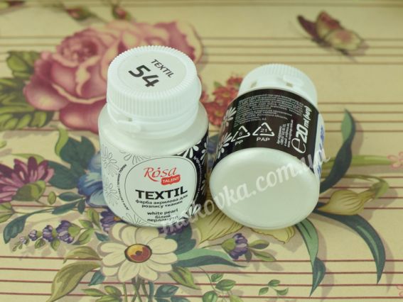 Фарба акрилова для тканин Білий перламутр (54) , 20мл, ROSA TALENT 263601