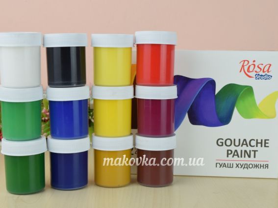 Набір гуашевих фарб 12х40мл, ROSA Studio NEW 221548  Набір гуашевих фарб 12х40мл, ROSA Studio NEW 221548 