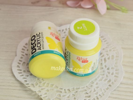 Акрил матовий Лимонний 20 мл для декору  №2, ROSA Talent 20002