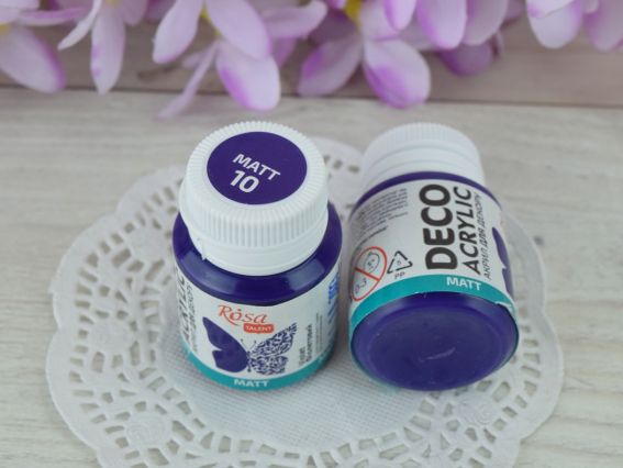 Акрилова фарба для декору матова, колір №10 Фіолетовий, 20 мл, ROSA Talent 20010