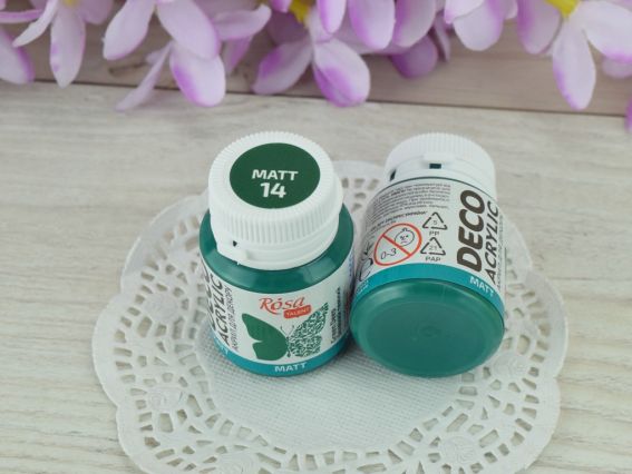 Акрилова фарба для декору матова, колір №14 Зелений темний , 20 мл, ROSA Talent 20014