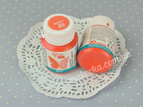 Акриловая краска для декора матовая №20 Ярко-красная, 20 мл, ROSA Talent 20020