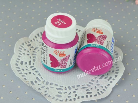 Акрилова фарба для декору матова №21 Маджента, 20 мл, ROSA Talent 20021