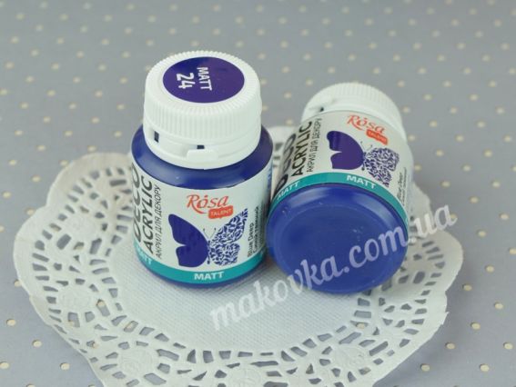 Акрилова фарба для декору матова №24 Синій темний, 20 мл, ROSA Talent 20024