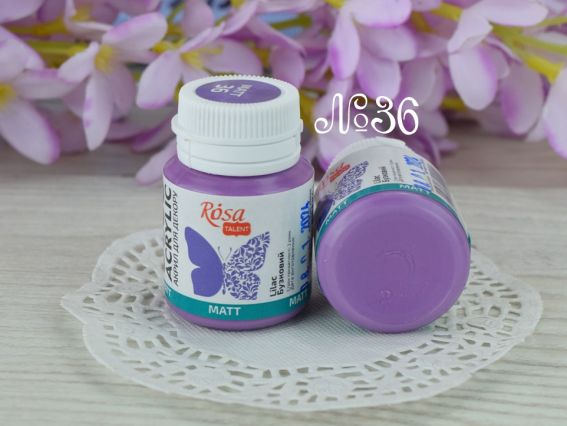 Акрил для декора матовый №36 Сиреневый, 20 мл, ROSA Talent