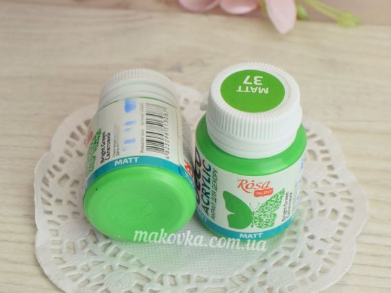 Акрил матовий Салатовий 20 мл для декору  №37, ROSA Talent 20037