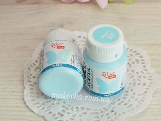 Акрил матовий Лазурний 20 мл для декору  №39, ROSA Talent 20039