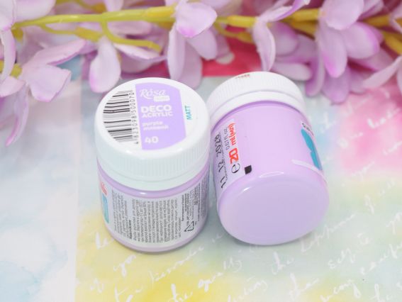 Акрилова фарба для декору матова, колір №40, Ліловий, 20 мл, ROSA 20040