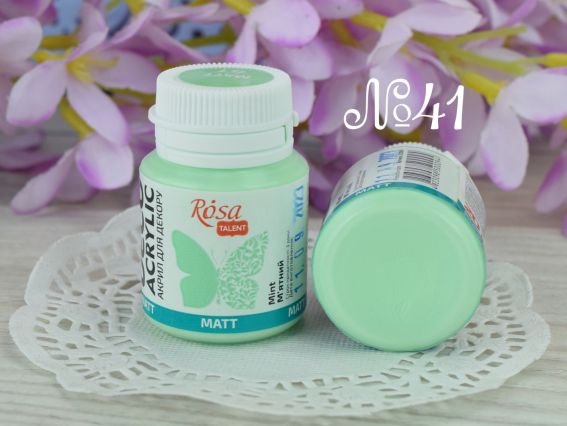 Акрил для декора матовый №41 Мятный , 20 мл, ROSA Talent