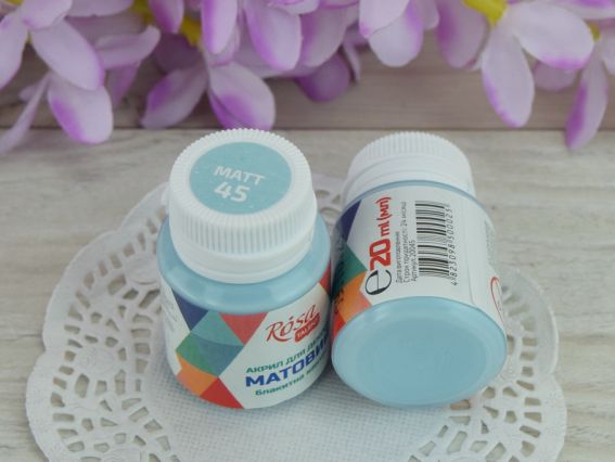 Акрилова фарба для декору матова, колір №45 Блакитна кантрі, 20 мл, ROSA Talent 20045