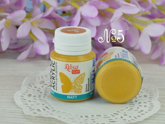 Акрил для декора матовый №05 Охряный, 20 мл, ROSA Talent Акрил для декора матовый №05 Охряный, 20 мл, ROSA Talent