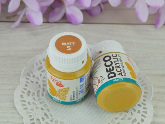Акриловая краска для декора матовая, цвет №05 Охряный, 20 мл, ROSA Talent 20005