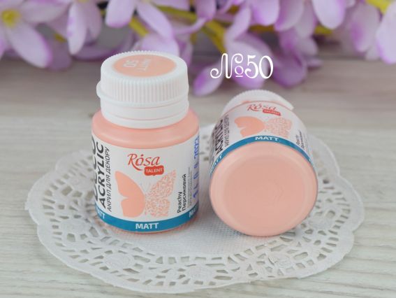 Акрил для декора матовый №50 Персиковый, 20 мл, ROSA Talent